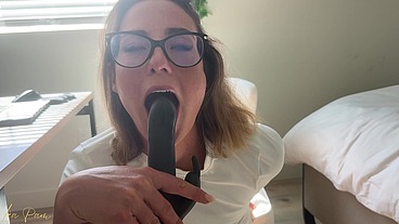 Naughty Lea Pam Pleasures Herself with This Big Black Dildo