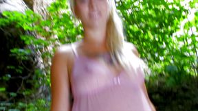19-year-old busty Polish with chest tattoo rides a hard dick outdoor