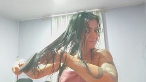 Brushing my wet hair
