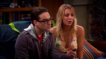 Naughty blonde honey, Kaley Cuoco looks hot while not wearing a bra under her shirt