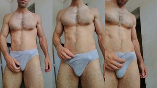 Klaus Joe flaunts his hairy back while fingering himself through his lingerie