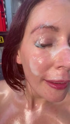 Belle Ohara gets massive facial from fake trucker.. full video on onlyfans