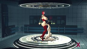Brunette receives pleasure from sci-fi lab sex cyborg
