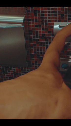 Not so Easy to Find a Spot to Fuck in a Spa so We End up in the Restroom Where He Fucks Me Doggy and Cums All Over Me