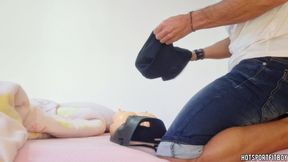 Hotsportfitboy Fucking a ass and pussy Toy in a friend&#039;s house. Moaning and cumming.