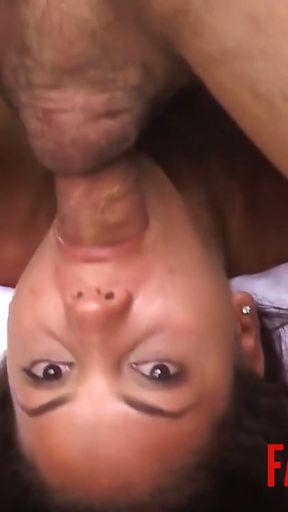 Gorgeous tanned cinnamon Latina gives deepthroat blowjob   Clip 1