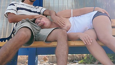 Cheating StepMom. StepSon Fucked StepMom in Mouth at a Bus Stop