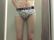 Desperate College Twink Pissing His Tight White Trunks