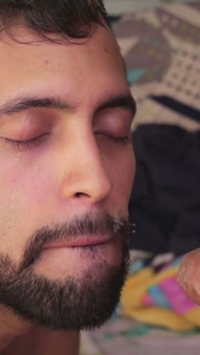 POV Facial Hot Latino Camilo Brown Passionately Sucking a Big Uncut Cock Until He Gets His Face Covered In Cum   Clip 2