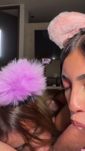 4SOME - Lucky guy receives squiert in a foursome with three 18yo girls   Clip 2