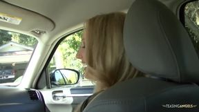 A nice stranger helps the blonde by giving her a ride and pummeling her twat