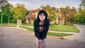 555 Femboy Outdoor Pretty Gothic Traveller in Front of Sweet Home