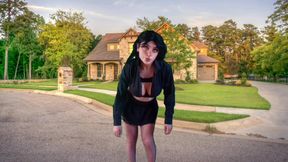 555 Femboy Outdoor Pretty Gothic Traveller in Front of Sweet Home