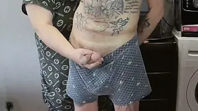 MILF mother-in-law deepthroats and jerks off her stepson's cock