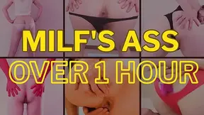 OLDER WOMAN reveals her enormous rear for an hour-long anal session
