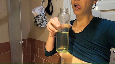 Compilation of drinking piss from glass #1