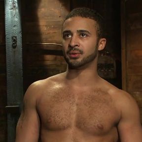 Bound Captured Stud Cums in Mid-air