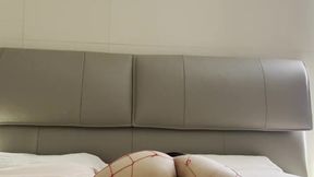 asian babe gets intense with butt🍑 plug and vibrator in fishnet stockings