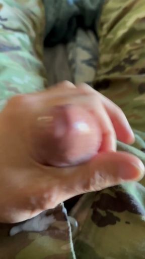 Soldier Relaxing on a friday - of course it will involve jerking off my throbbing cock in my uniform   Clip 2