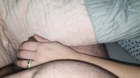 Step mom in bed with step son helps him with his erection