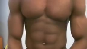 Athletic black guy works his nipples