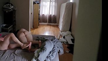 Voyeur roommate watches us have morning sex - Hard Finger Fuck, Spoon Side Fuck and Finished with a Vibrator.