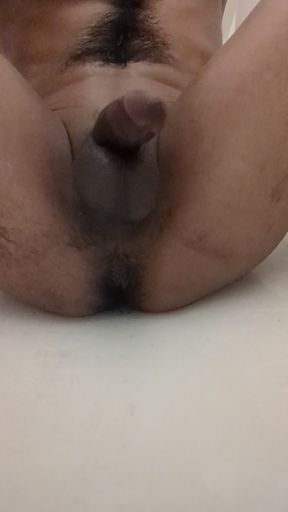 During cleanings the extra hairs of ass foxxyfem showing his body to customer