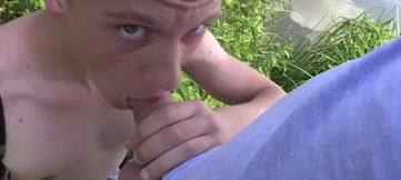 Appealing bloke sucks dick in crazy positions until the jizz starts to splash on his face