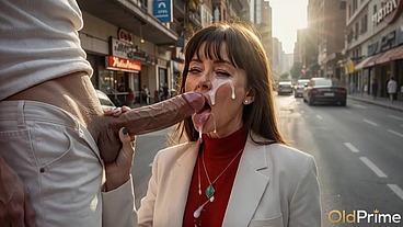 Secret behind closed doors: the horny old slut set up a secret fornication with me, obediently putting her flabby ass under my fast and powerful thrusts [AI]