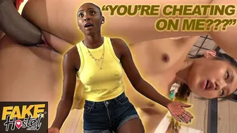 Asian and ebony threesome with Thai girl stretched by BBC and African babe