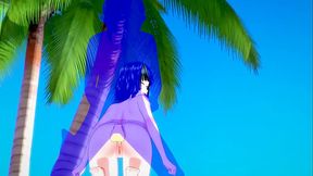 Asian GF gives a deepthroat blowjob in cosplay