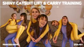 HD Ziva Fey - Shiny Catsuit Lift And Carry Training With Princess Snow