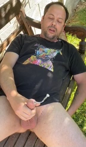 Caught playing with my cock outside