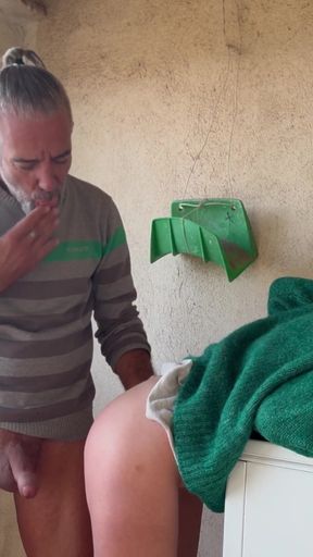 FUCKED WITH MY NEIGHBOR IN THE WASHING MACHINE ROOM AND THE LITTLE BLONDE CUMS TWICE   Clip 2