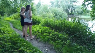 Two girls stopped by the road and sat down to pee golden rain milf and lady