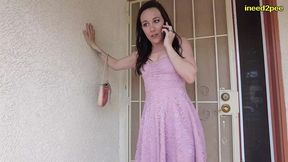 sinn sage pissing her panties and pink dress outside