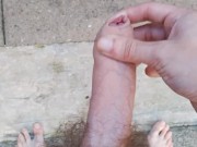 Uncut British Teen Wanks And Cums Outdoors Again