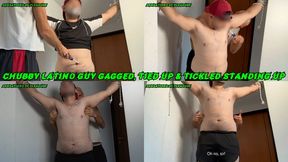 Chubby Latino Guy Gagged, Tied Up And Tickled Standing Up