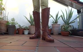 Leather riding boots and jodhpurs