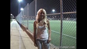 girl takes a risky creampie