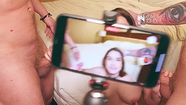 MFM Threesome with Super Sexy Cam Girl and Two Big Cock Jocks!!!