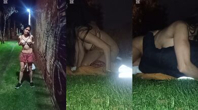 Cogiendo en el parque público