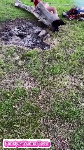 I Walk Without Panties in Nature. and I Jerk off My Excited Pussy by the Fire