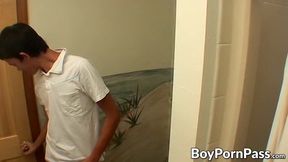 Young gay couple wanking their cocks for massive cumblast