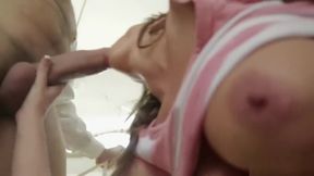 Brooklyn Chase shows her tits while fucking