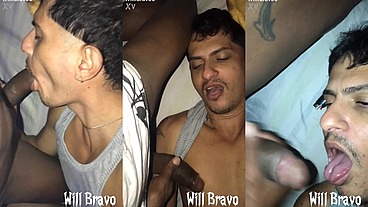 Mamei o negão hetero quando a esposa dele saiu