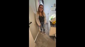 Daring GF gives POV blowjob to delivery man and talks dirty