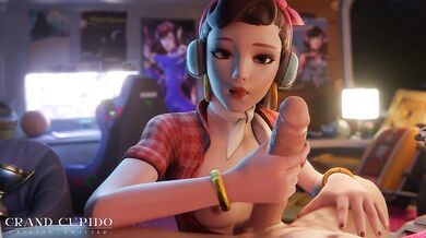 Double Blowjob big dick Dva gets stuffed Grand Cupido