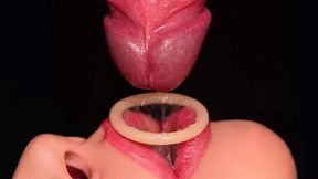 Close-Up Milking Mouth Blowjob Makes You Cum Twice in Broken Condom