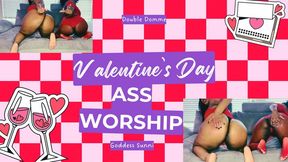 DOUBLE DOMME: VALENTINE'S DAY EBONY ASS WORSHIP WITH THEE GODDESS SATIN